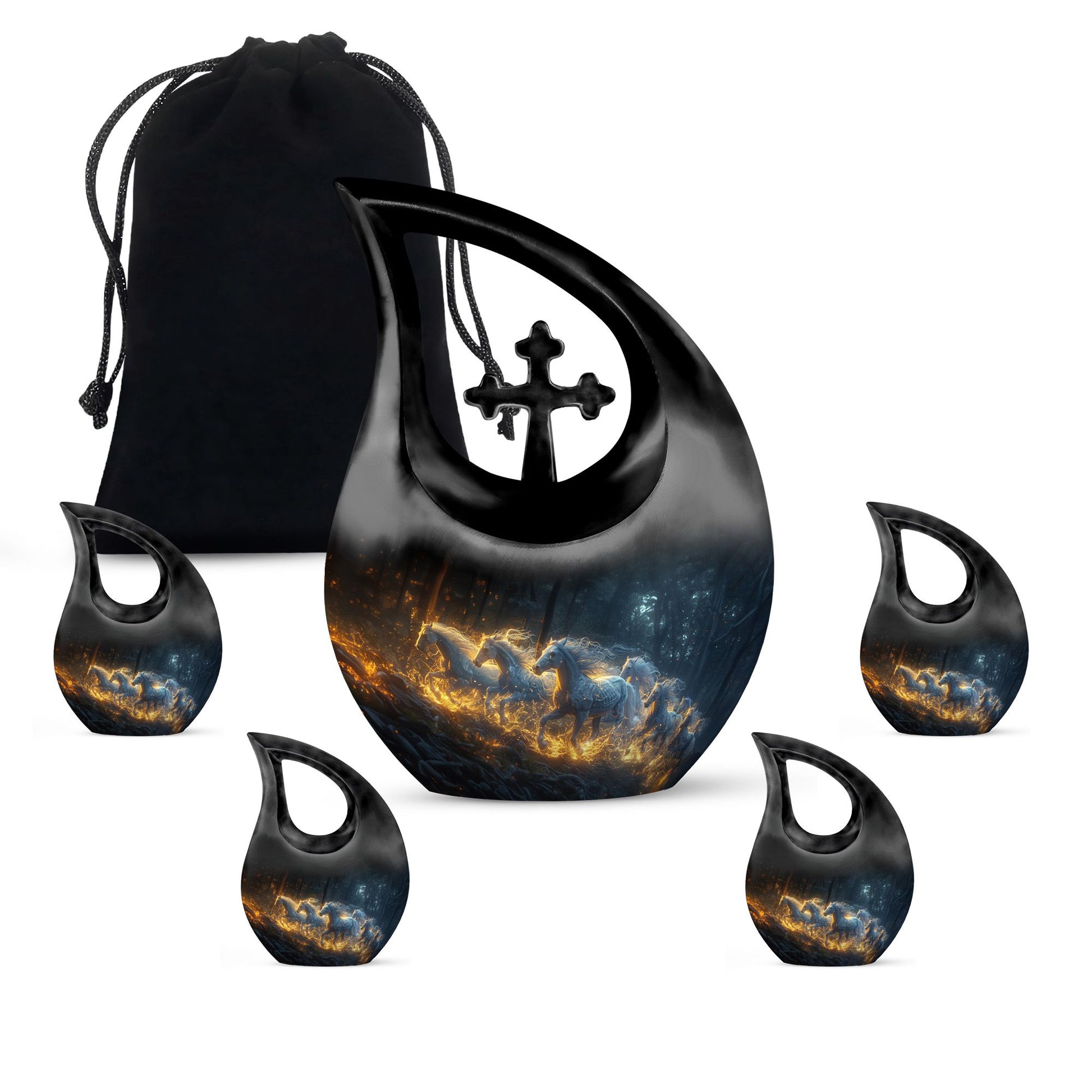 Galloping Horses Cremation Urn For Human Ashes - Urns For Adult Male