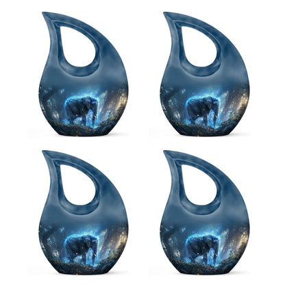 Blue Personalized Elephant Cremation Urn for Men & Women - 10-inch, 200 cu in - Yatskia