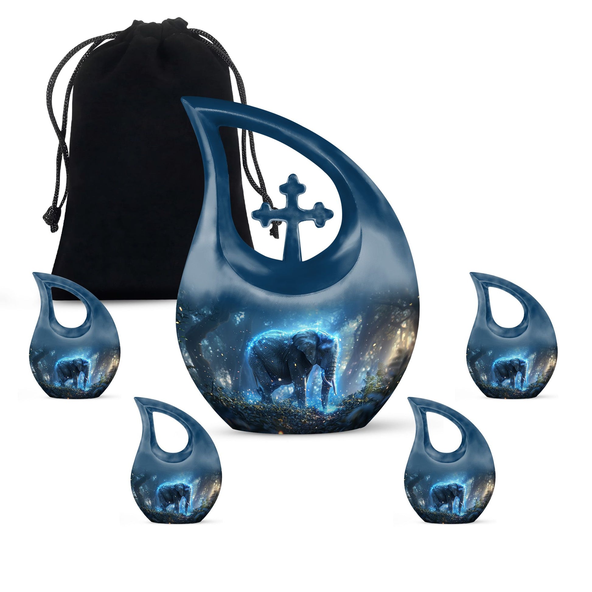 Blue Elephant Galaxy Cremation Urns For Human Ashes - Urns For Men & Women