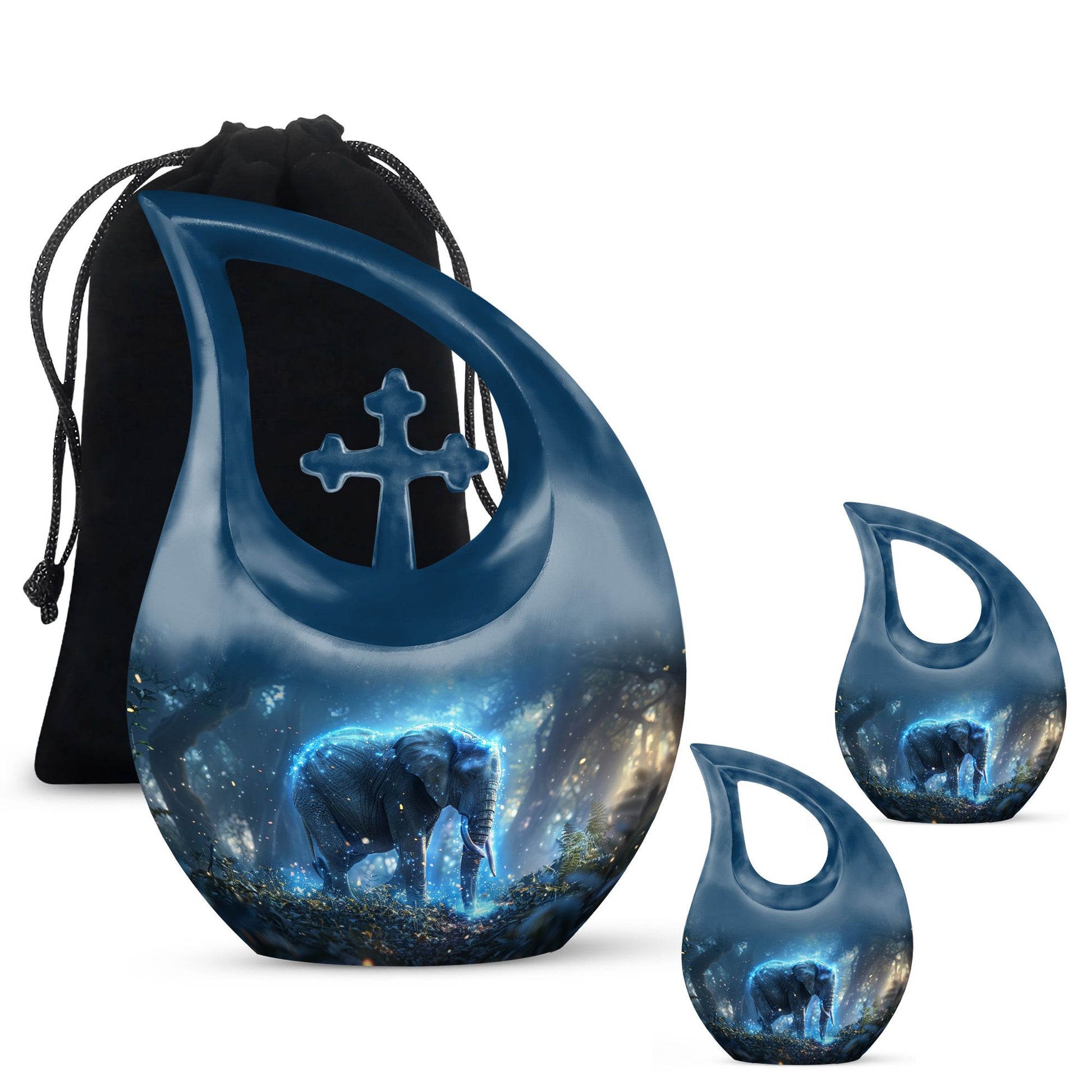 Blue Elephant Galaxy Cremation Urns For Human Ashes - Urns For Men & Women