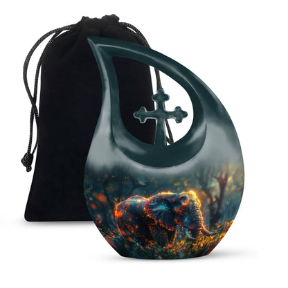 Personalized Elephant Cremation Urn for Women - 10-inch, 200 cu in - Yatskia