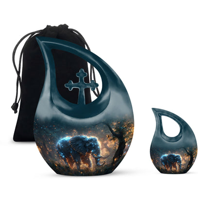 Personalized Elephant Cremation Urn for Men & Women - 10-inch, 200 cu in - Yatskia