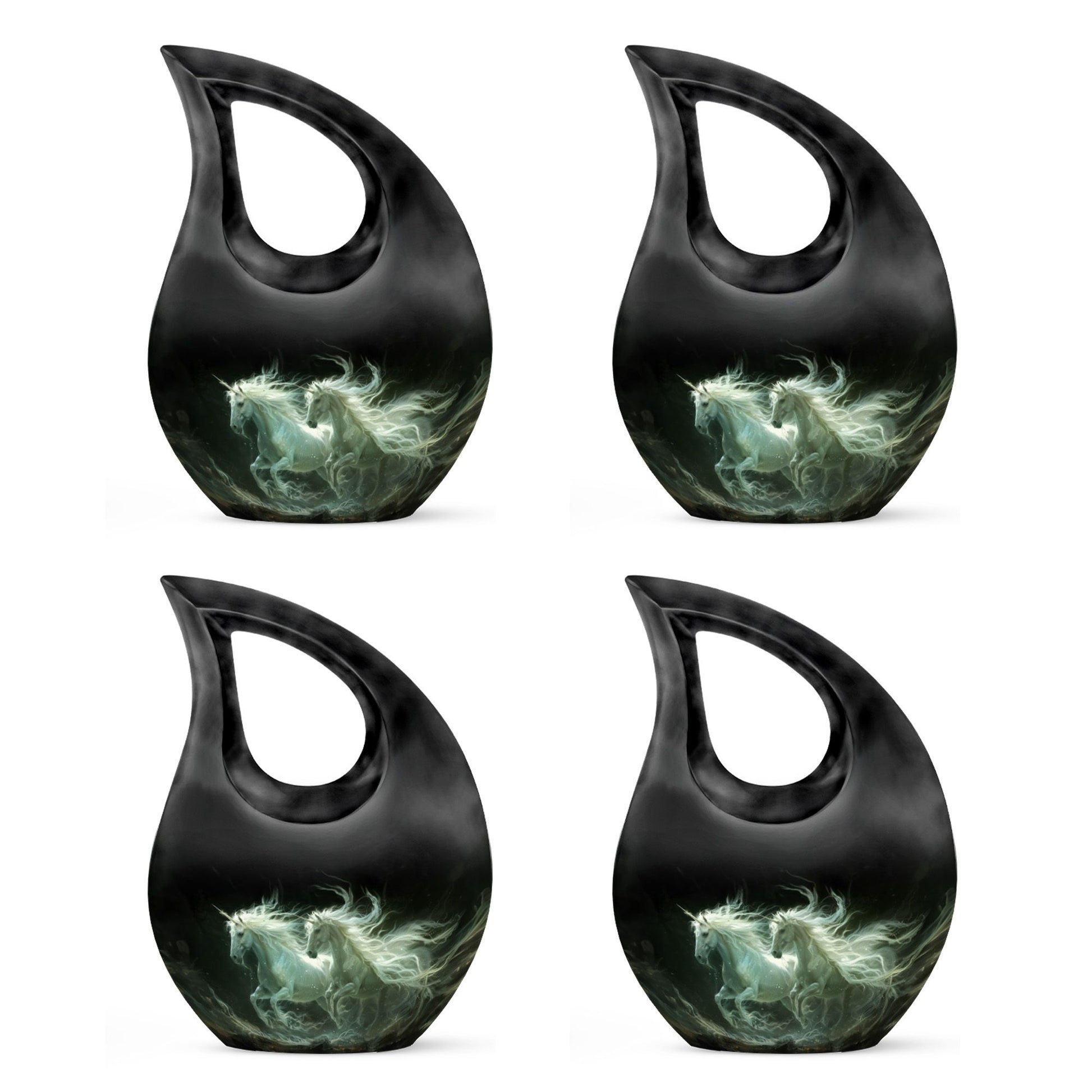 White Unicorn Black Urn - Cremation Urns For Adult Ashes Women