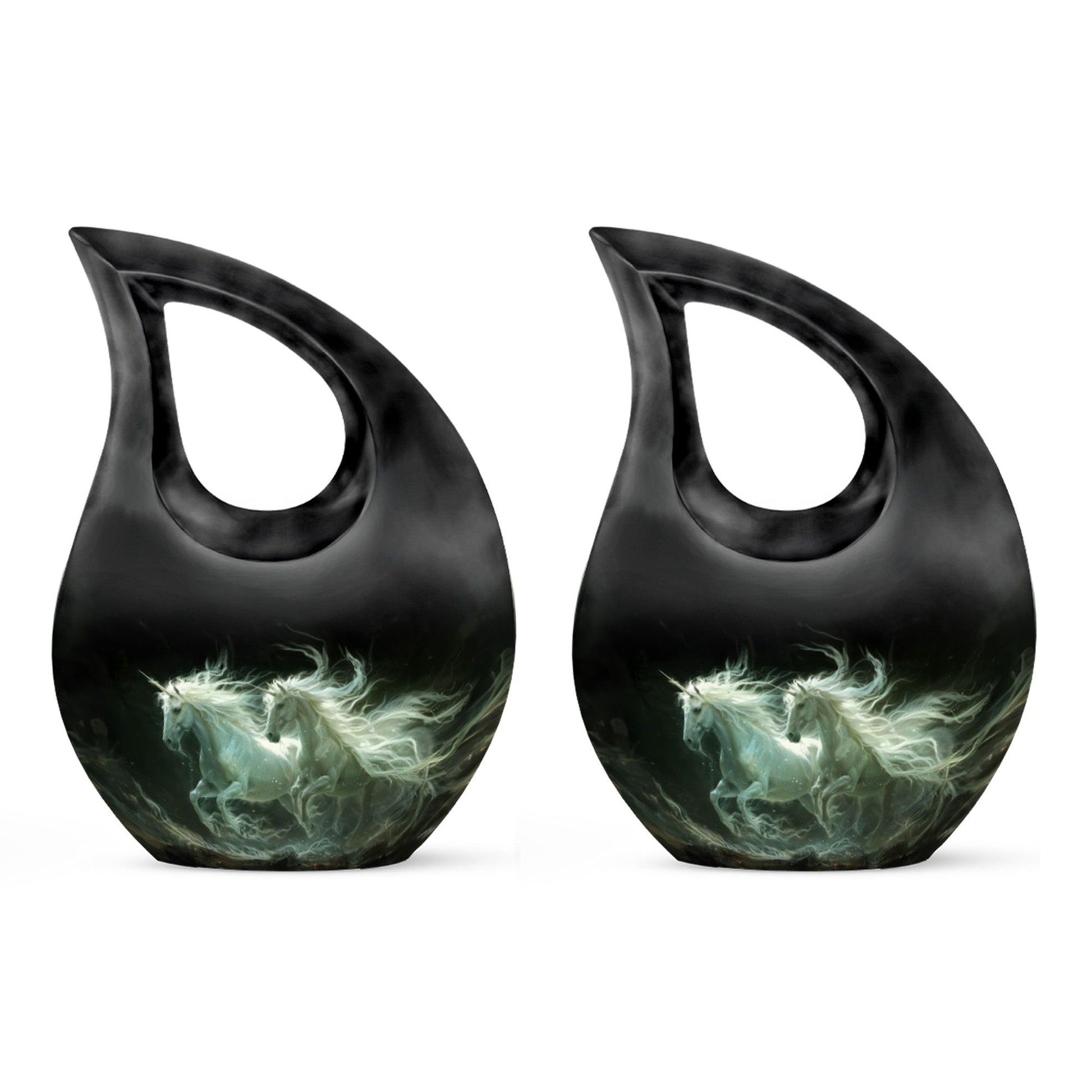 White Unicorn Black Urn - Cremation Urns For Adult Ashes Women