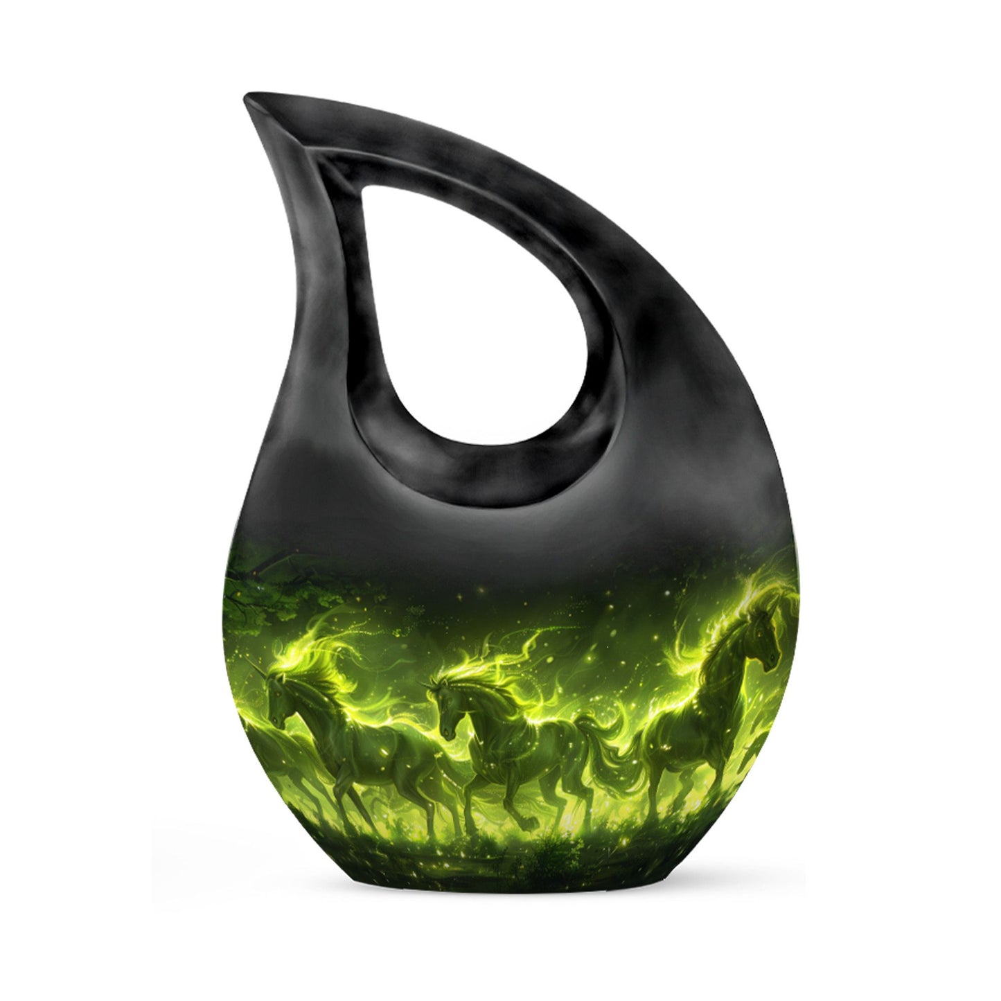 Green Personalized Unicorn Cremation Urn for Women - 10-inch, 200 cu in - Yatskia