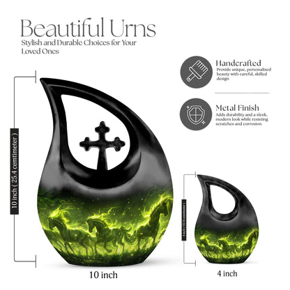 Enchanted Forest Equines Cross Drop Artistic Urn, 