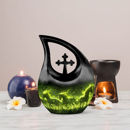 Enchanted Forest Equines Cross Drop Artistic Urn, 