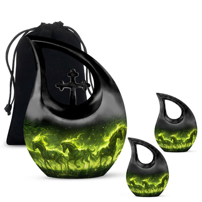 Enchanted Forest Equines Cross Drop Artistic Urn, 