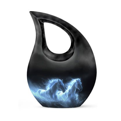 White Personalized Horse Cremation Urn for Human Ashes - 10-inch, 200 cu in - Yatskia