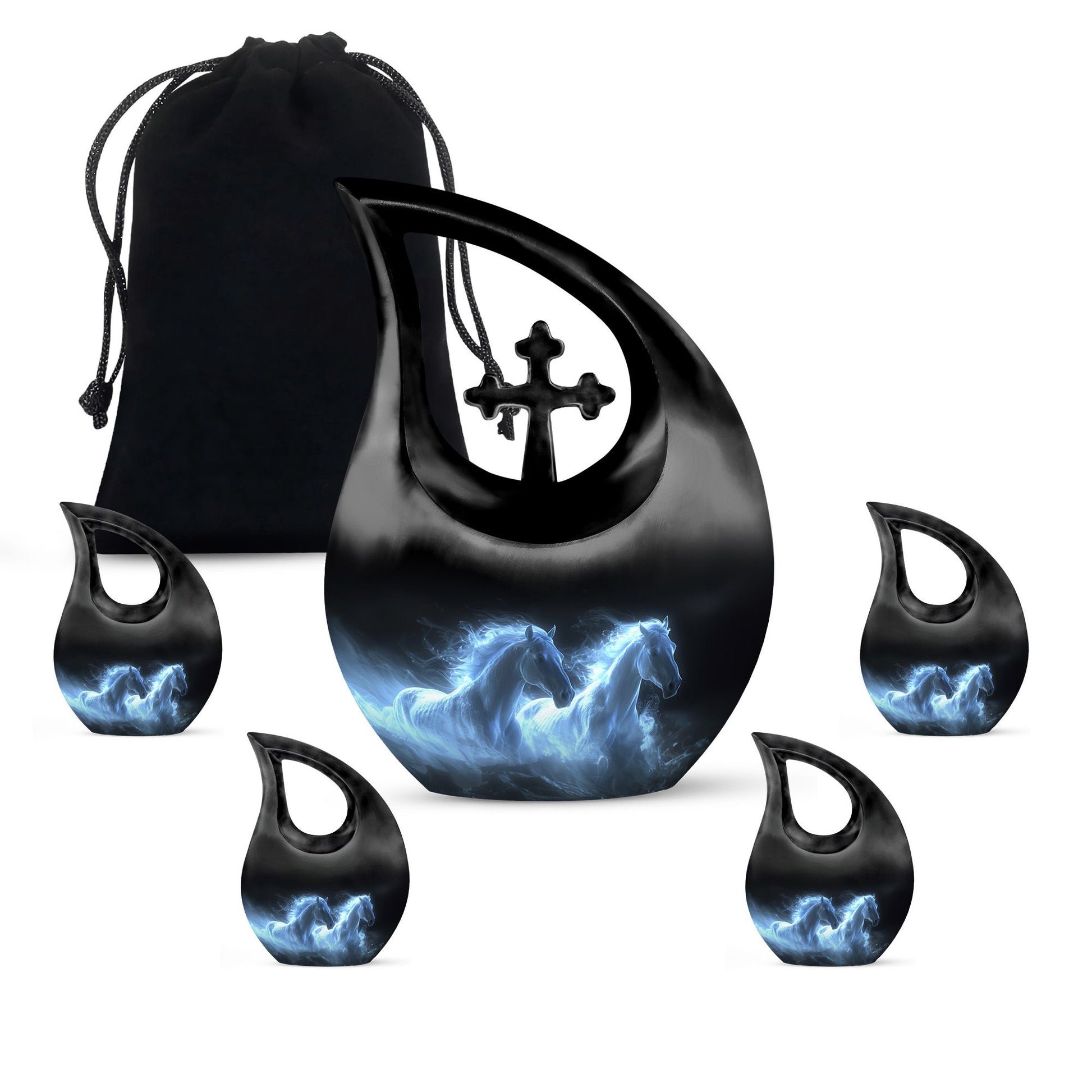 White Horse Cremation Urn - Adult Urns For Human Ashes Women