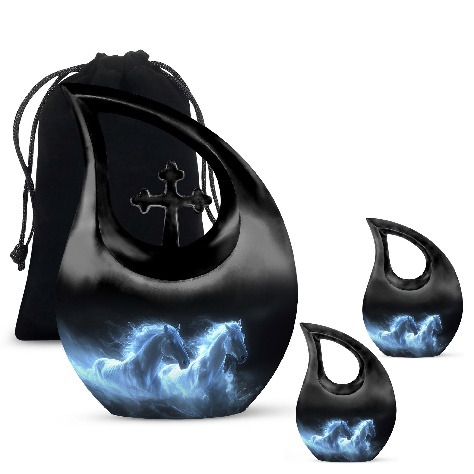 White Horse Cremation Urn - Adult Urns For Human Ashes Women