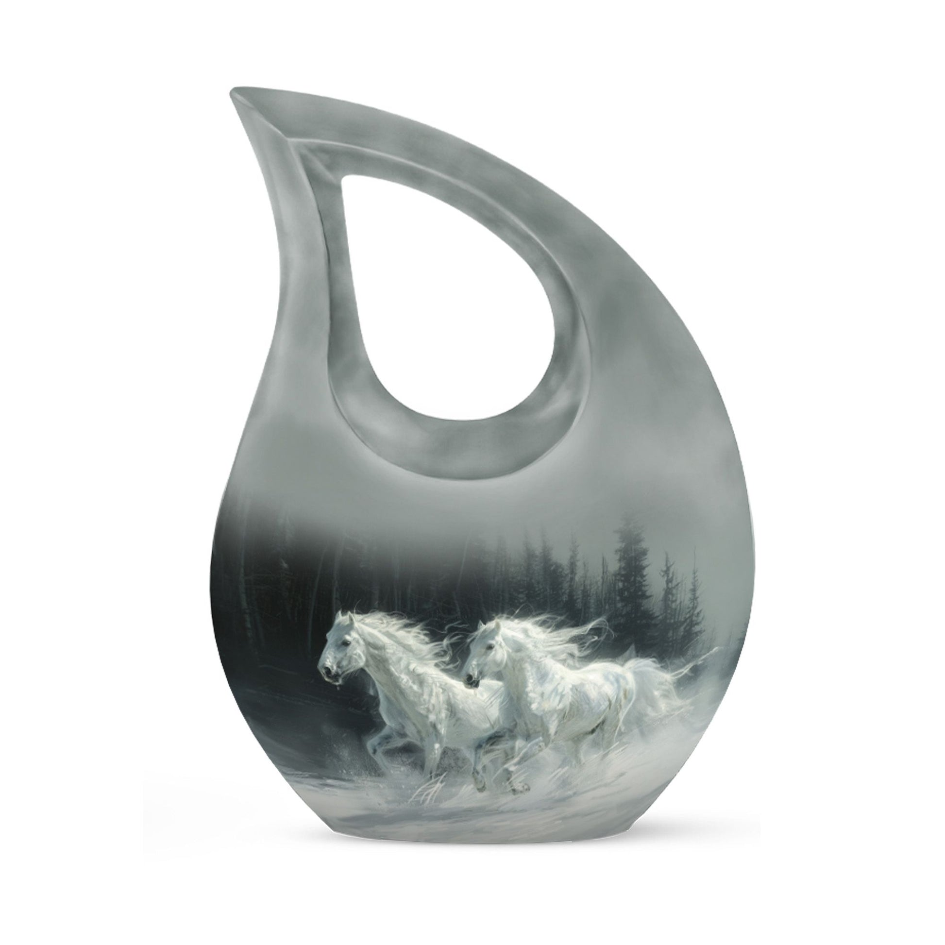 White Horse & Snow Urn - Urns For Human Ashes Adult Large