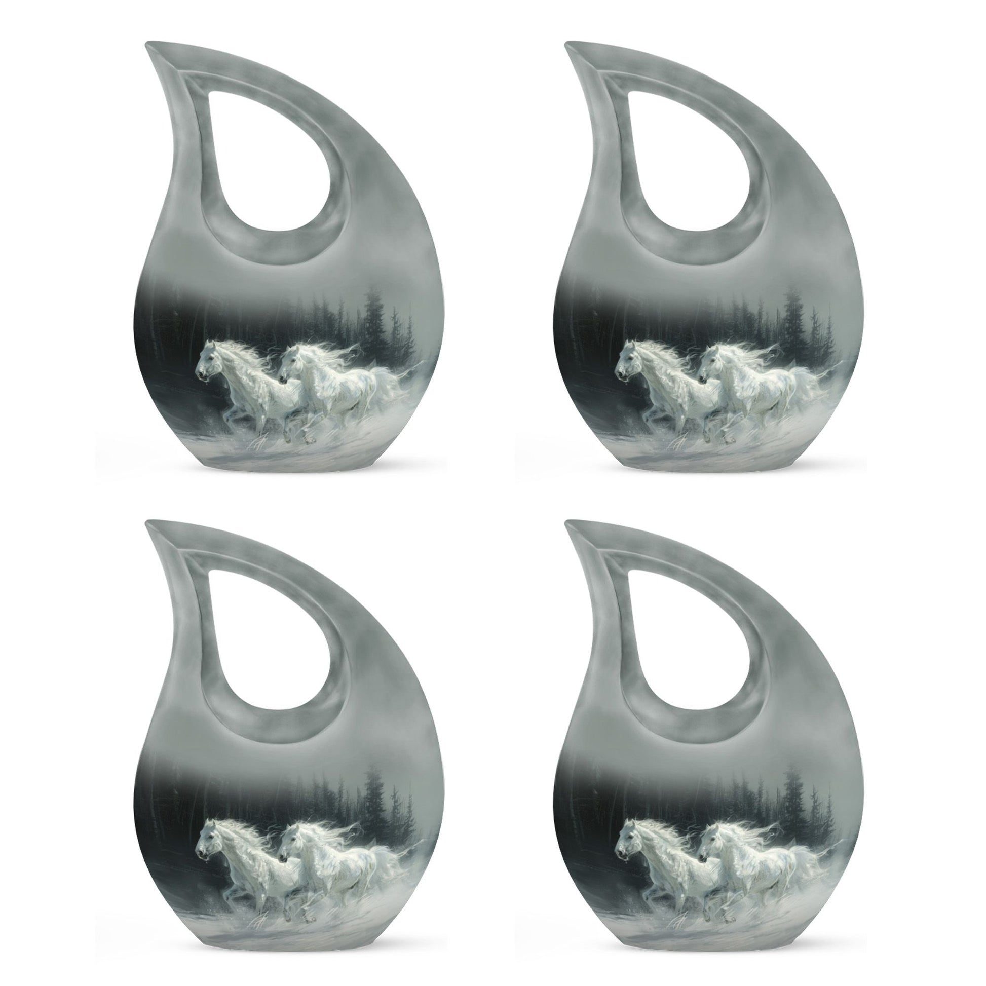 White Horse & Snow Urn - Urns For Human Ashes Adult Large