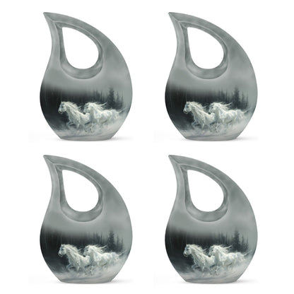 White Personalized Horse Cremation Urn for Human Ashes - 10-inch, 200 cu in - Yatskia