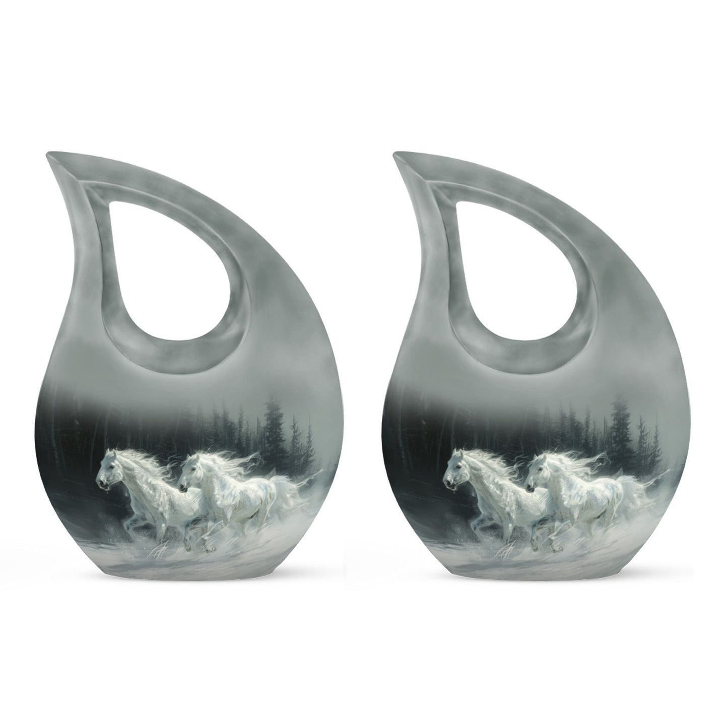 White Personalized Horse Cremation Urn for Human Ashes - 10-inch, 200 cu in - Yatskia