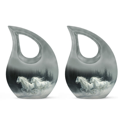 White Personalized Horse Cremation Urn for Human Ashes - 10-inch, 200 cu in - Yatskia