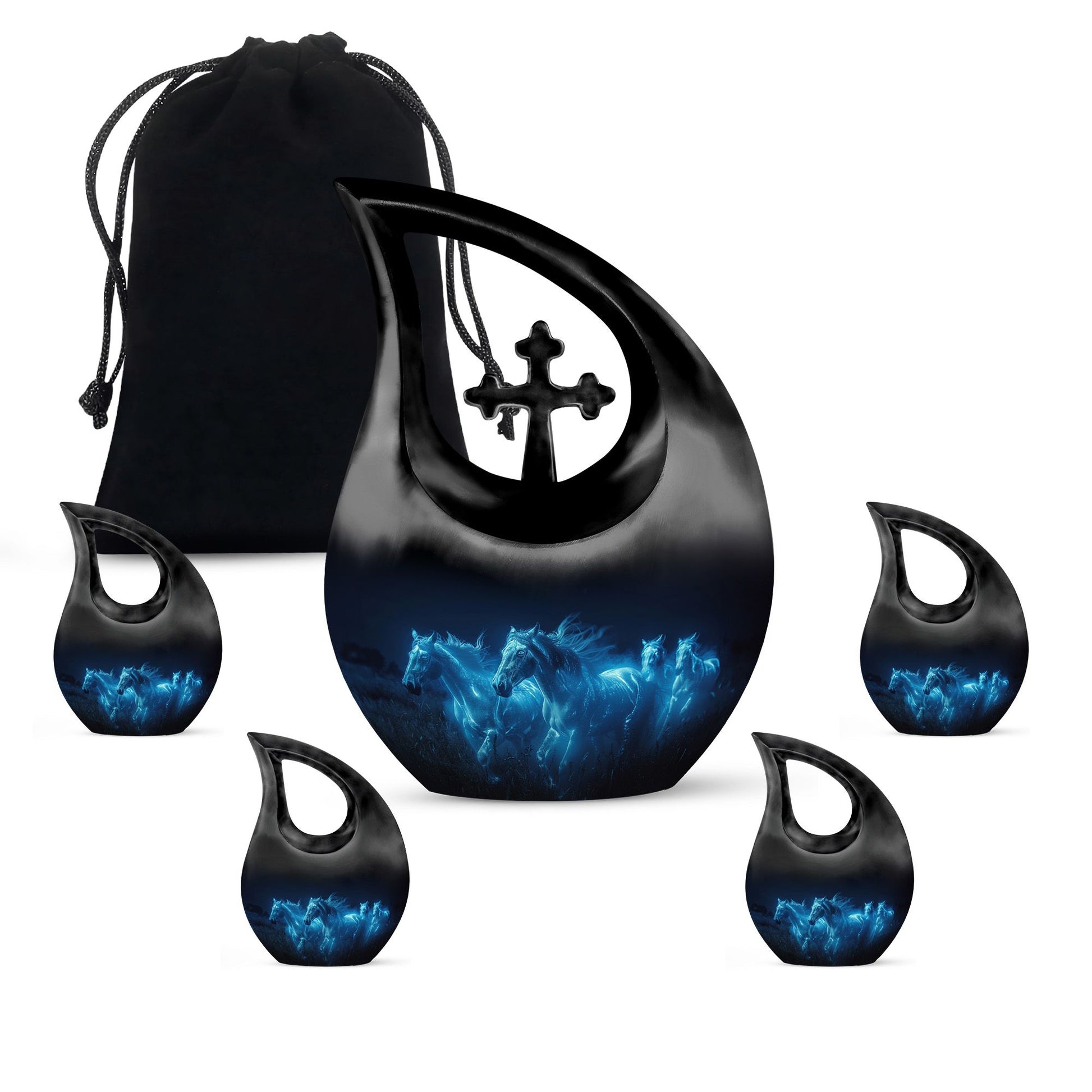 Horse Urn with Glowing Spirit Horses - Adult Large Urns