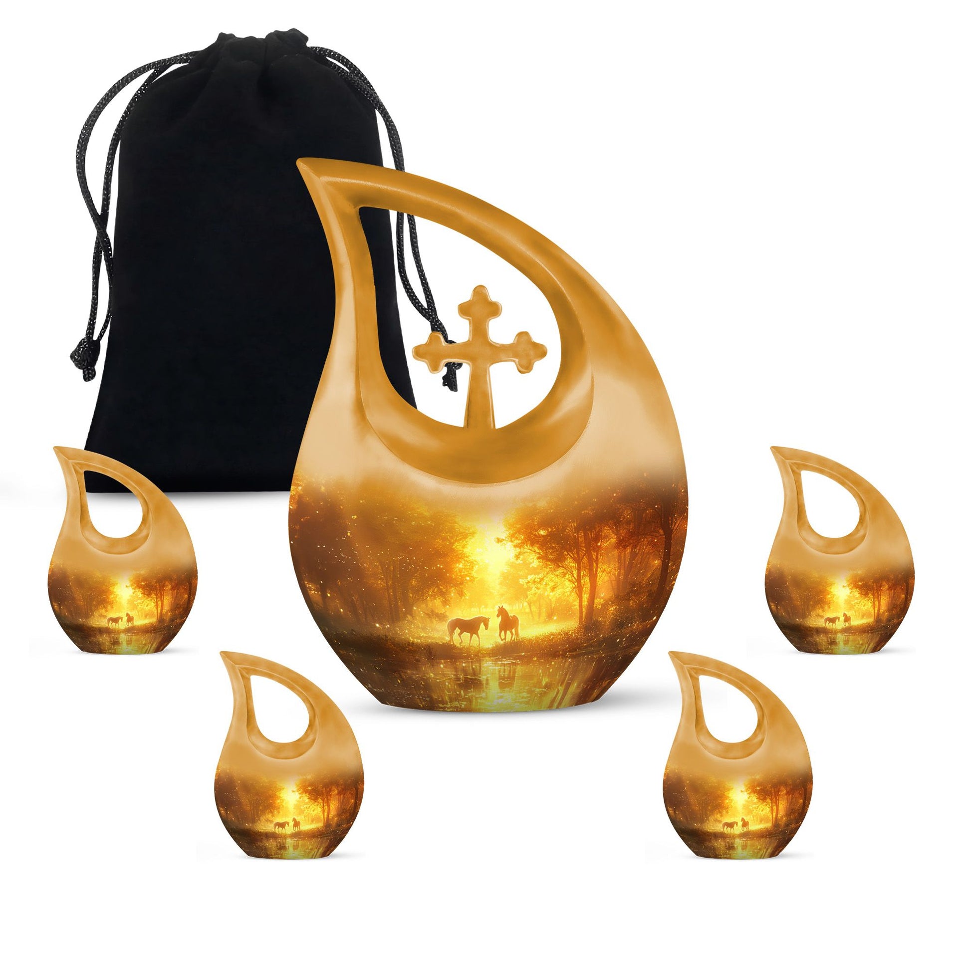 Cross Drop Golden Forest Serenity Urn,