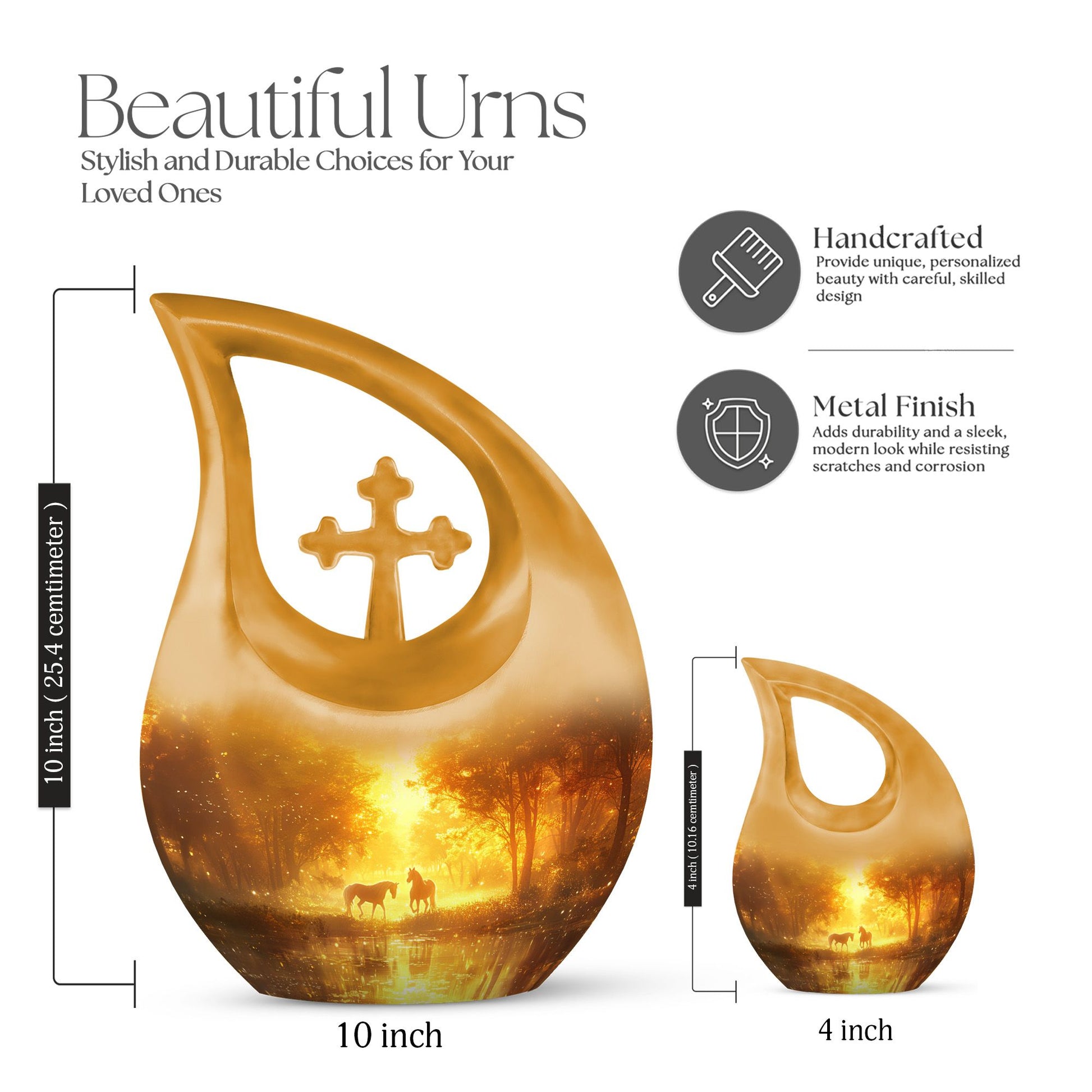 Cross Drop Golden Forest Serenity Urn,
