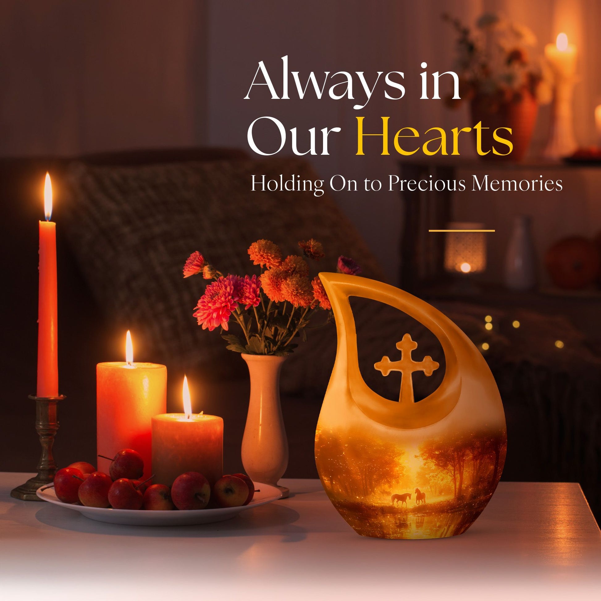 Cross Drop Golden Forest Serenity Urn,