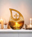 Cross Drop Golden Forest Serenity Urn,