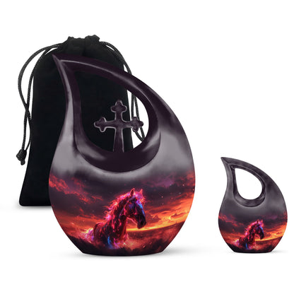 Personalized Horse Keepsake Urn for Human Ashes - 10-inch, 200 cu in - Yatskia