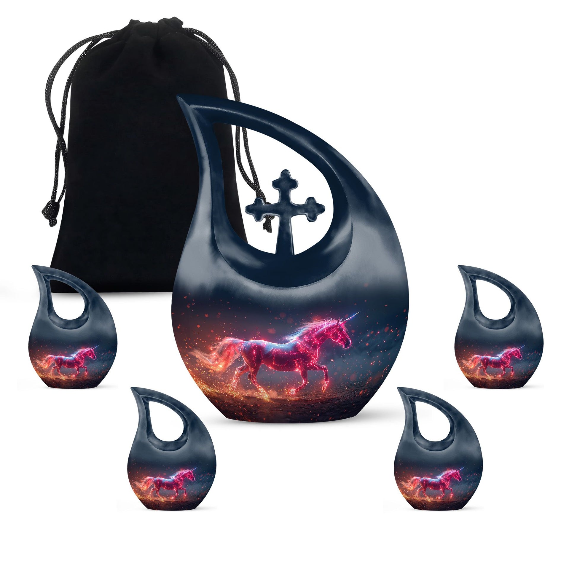 Sparkling Unicorn Cremation Urns Large & Small Combo For Women & Men