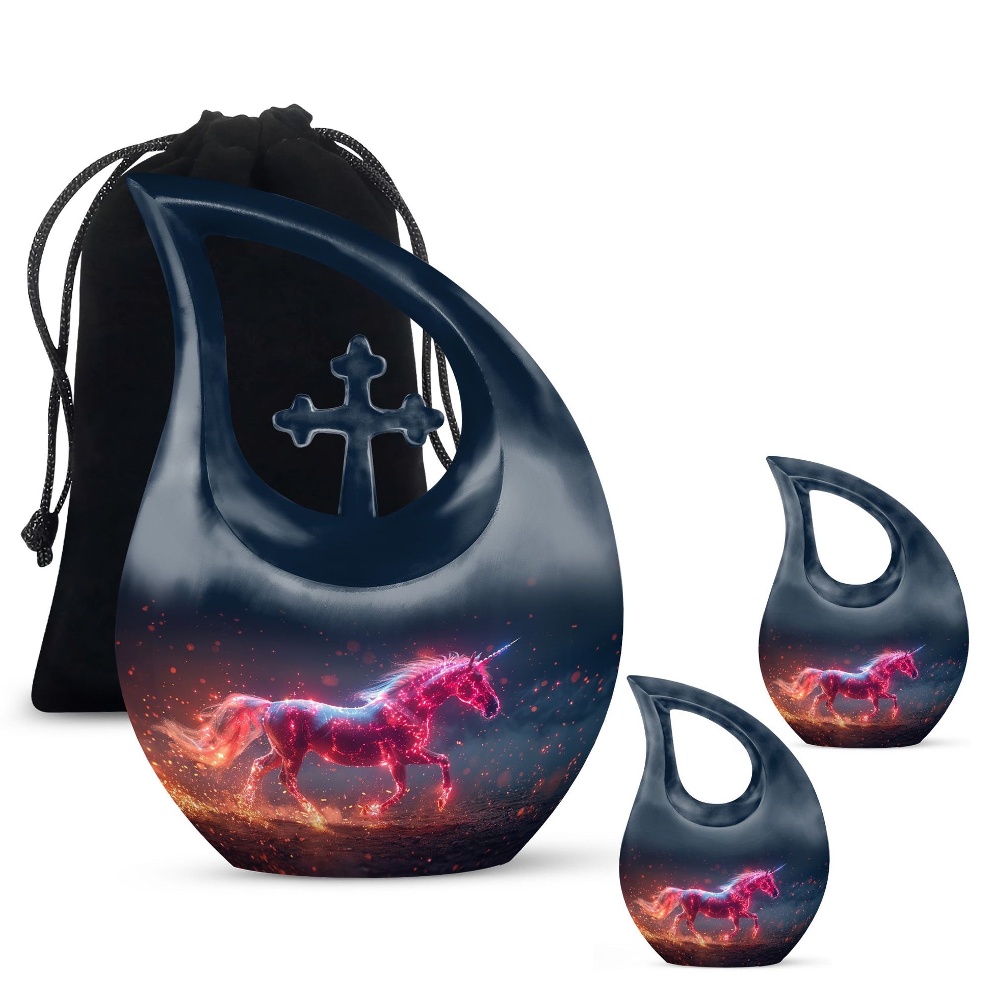 Sparkling Unicorn Cremation Urns Large & Small Combo For Women & Men