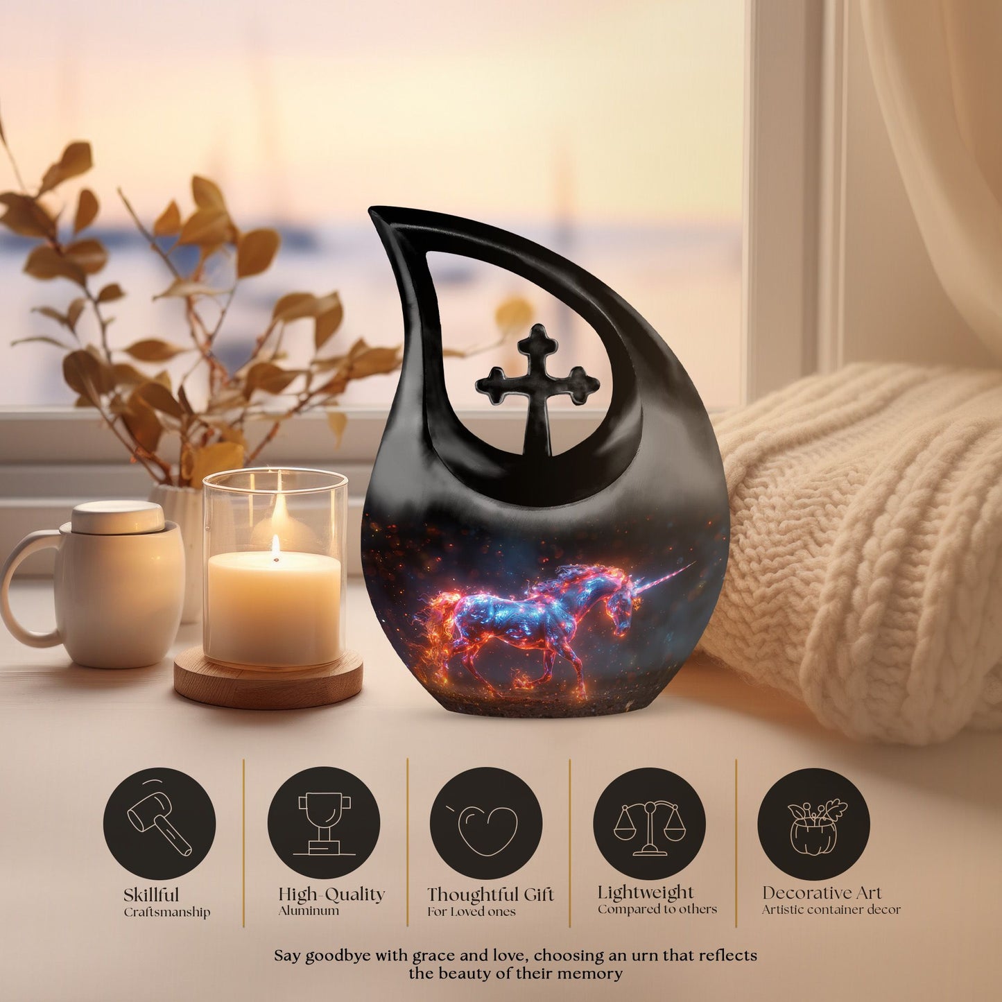 Supernova Steed Urn, a 10-inch memorial urn 