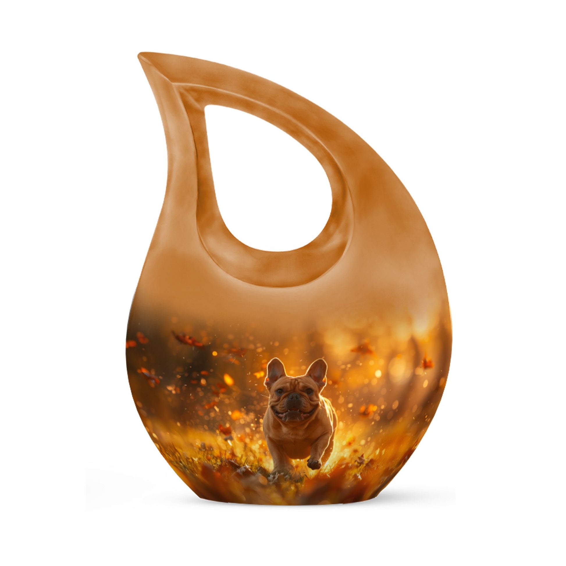 Golden Bulldog Memorial Tribute Urn - Pet Cremation Urns For Funeral