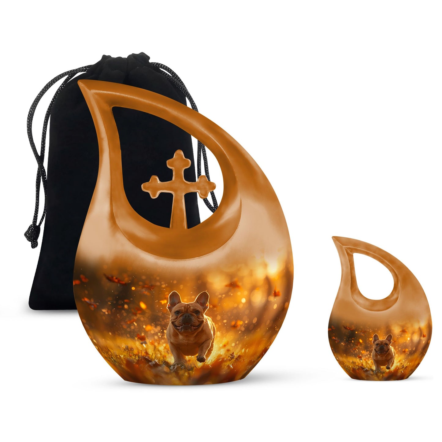 Golden Bulldog Memorial Tribute Urn - Pet Cremation Urns For Funeral