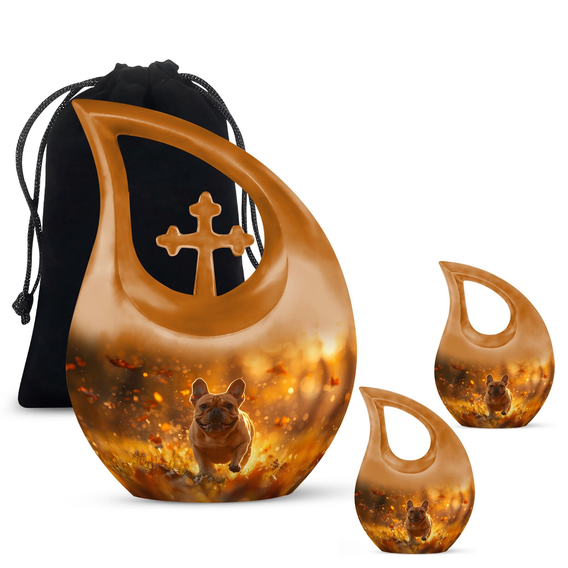 Golden Bulldog Memorial Tribute Urn - Pet Cremation Urns For Funeral