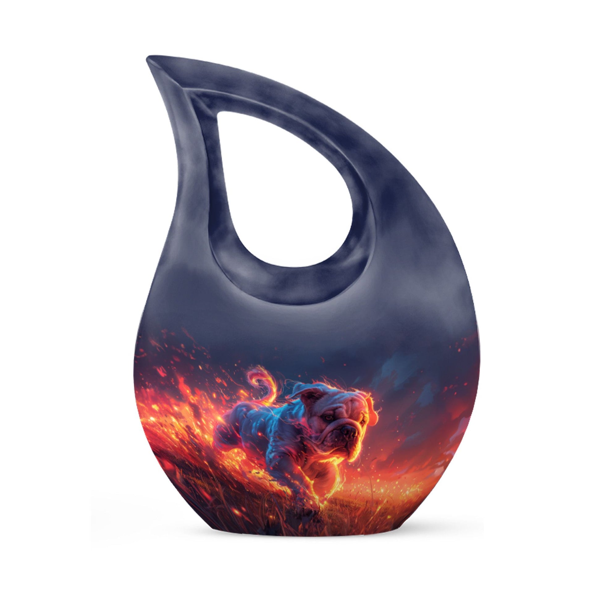 Fiery Bulldog Memorial Ashes Urn - Large Cremation Urn For Pets