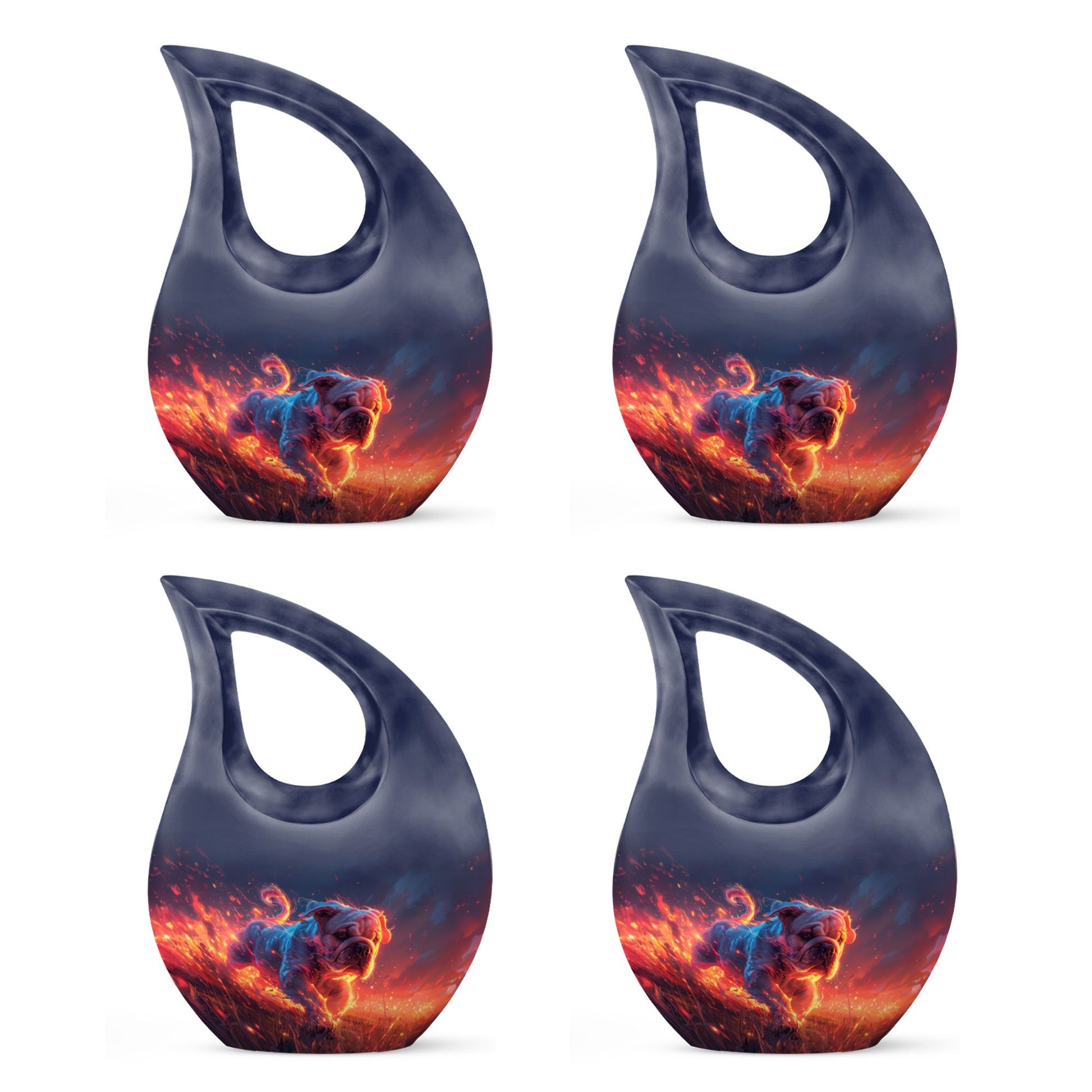 Fiery Bulldog Memorial Ashes Urn - Large Cremation Urn For Pets