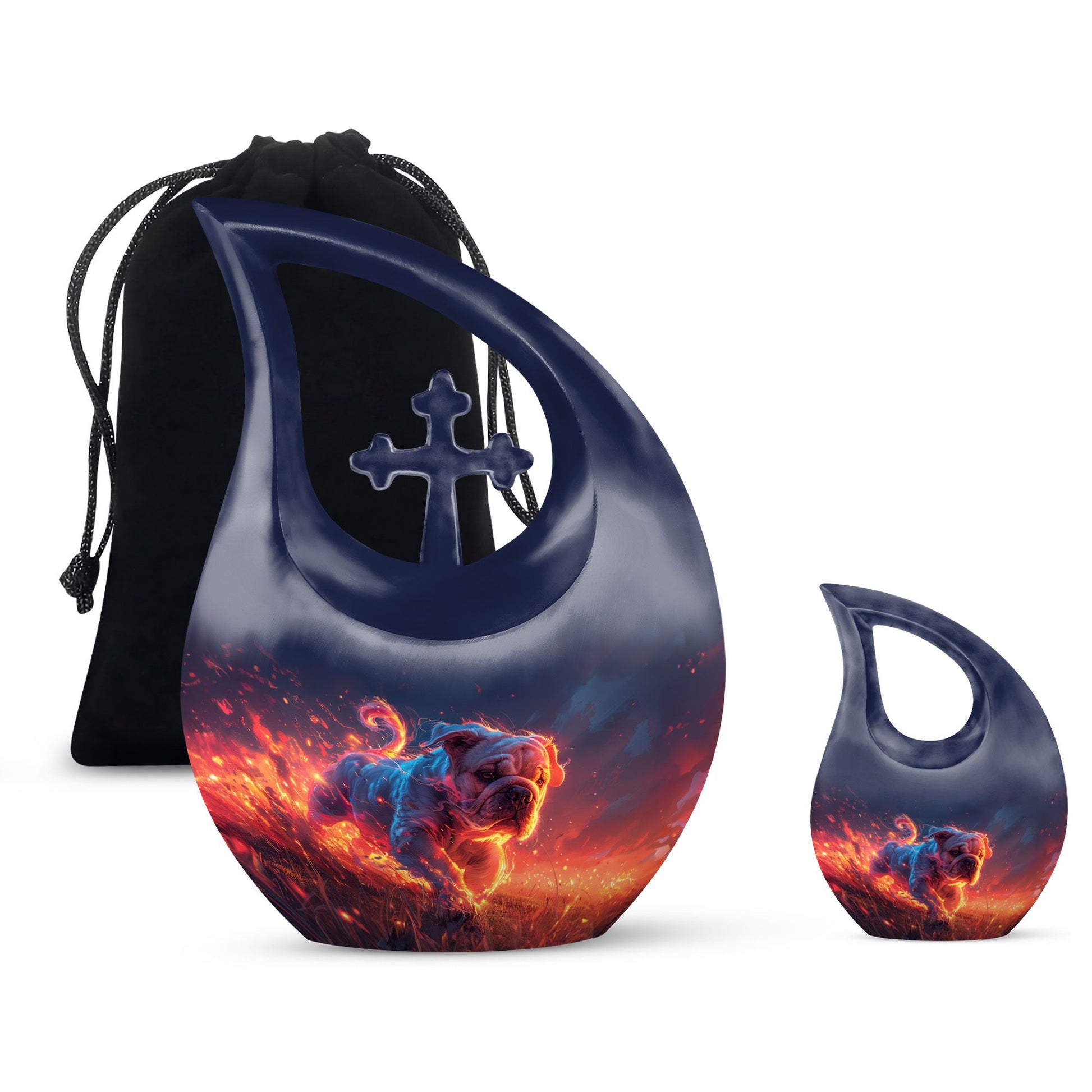 Fiery Bulldog Memorial Ashes Urn - Large Cremation Urn For Pets