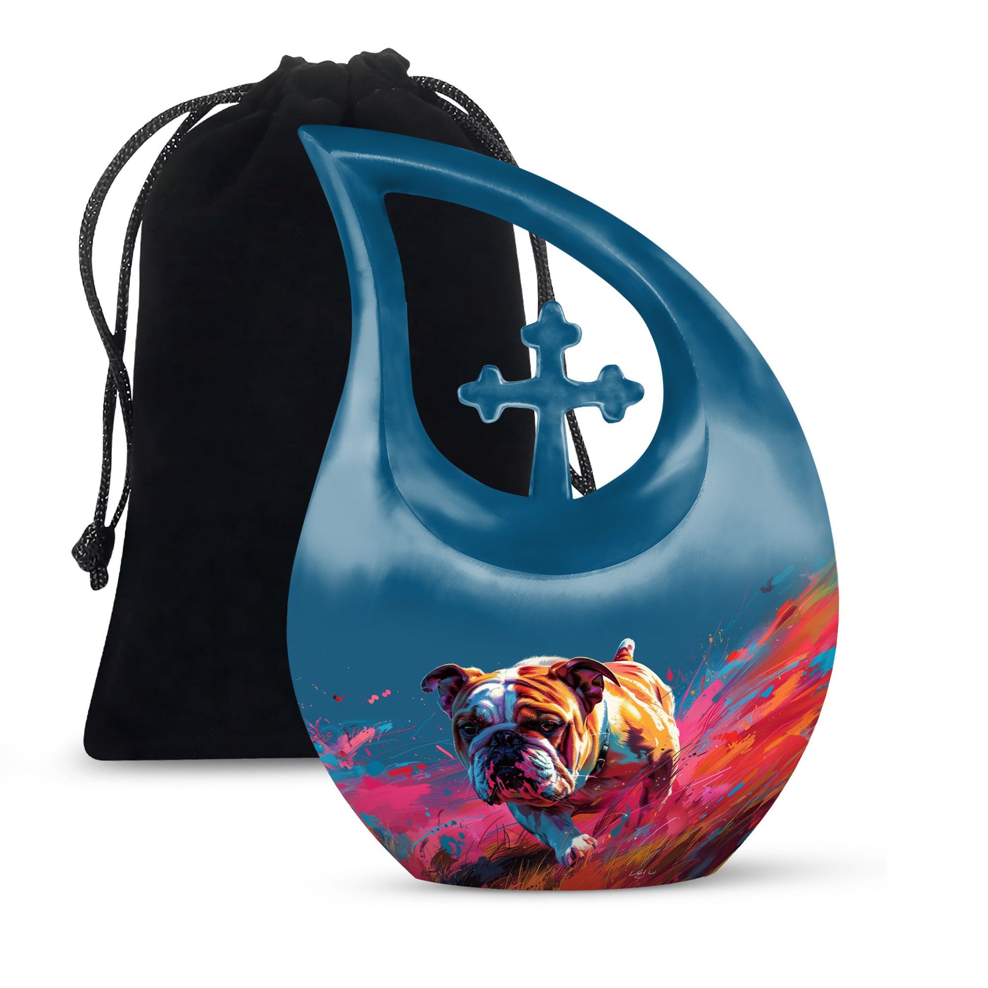 Vibrant Memorial Ashes Urn - Bulldog Funeral Cremation Urn For Pets