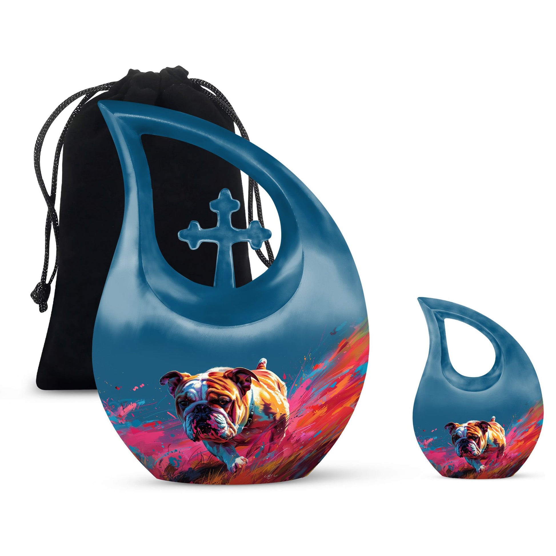 Vibrant Memorial Ashes Urn - Bulldog Funeral Cremation Urn For Pets