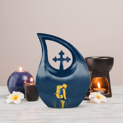 10-inch Night Trek Cross Drop design urn,