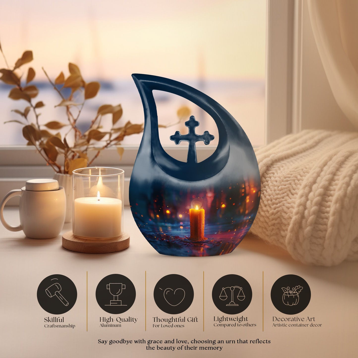 10 inch Glowing Solitude cremation urn