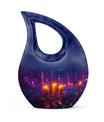 Neon City Memorial Urn For Females - Glowing Candles Cremation Urn