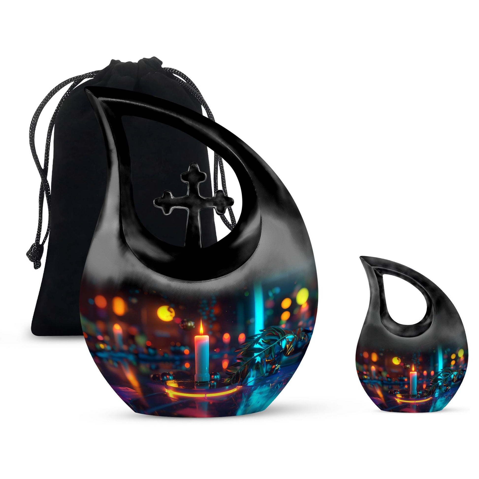 Glowing Candle Memorial Tribute Urn - Neon Urn For Male & Female