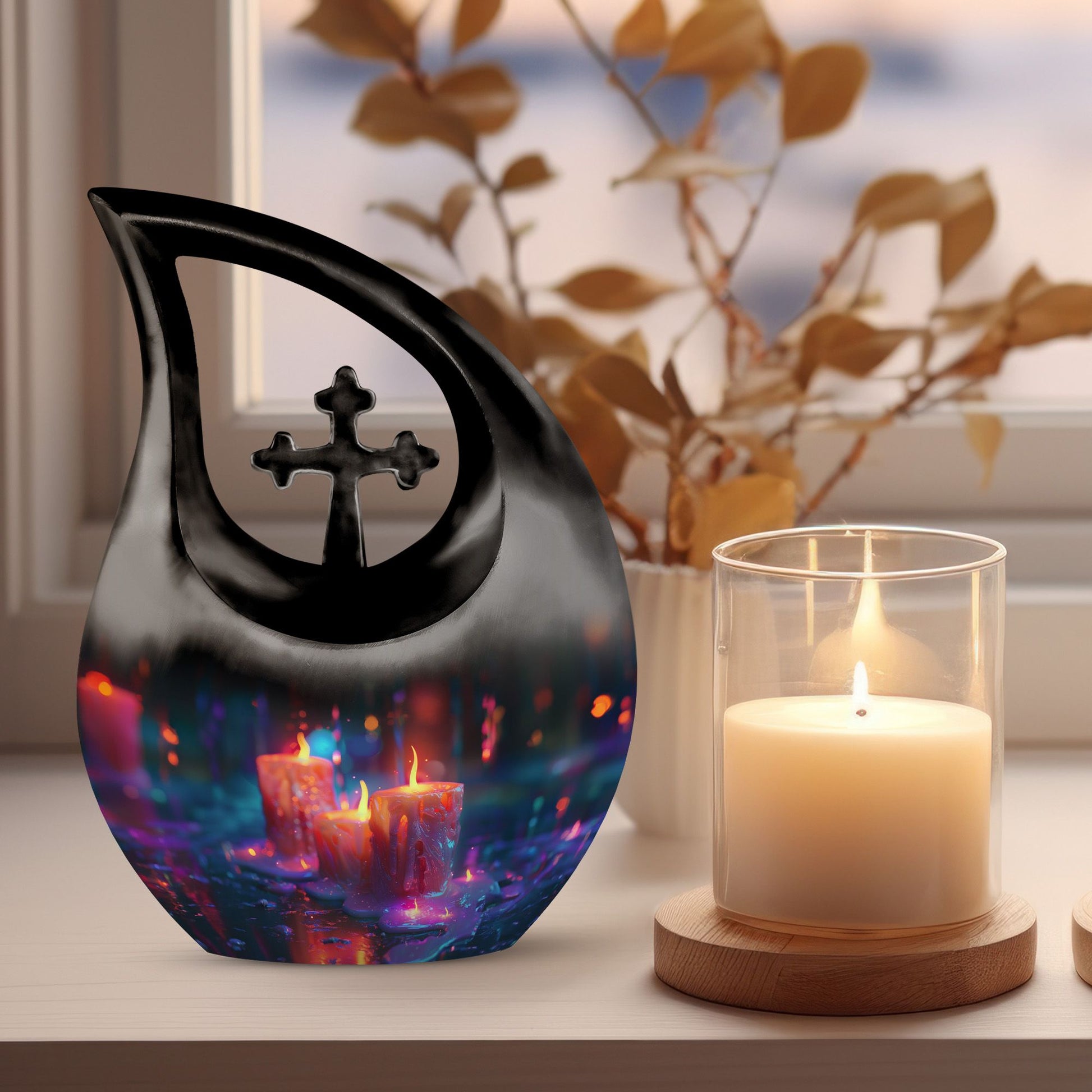 10 inch Neon Melting Cross Drop Large Urn