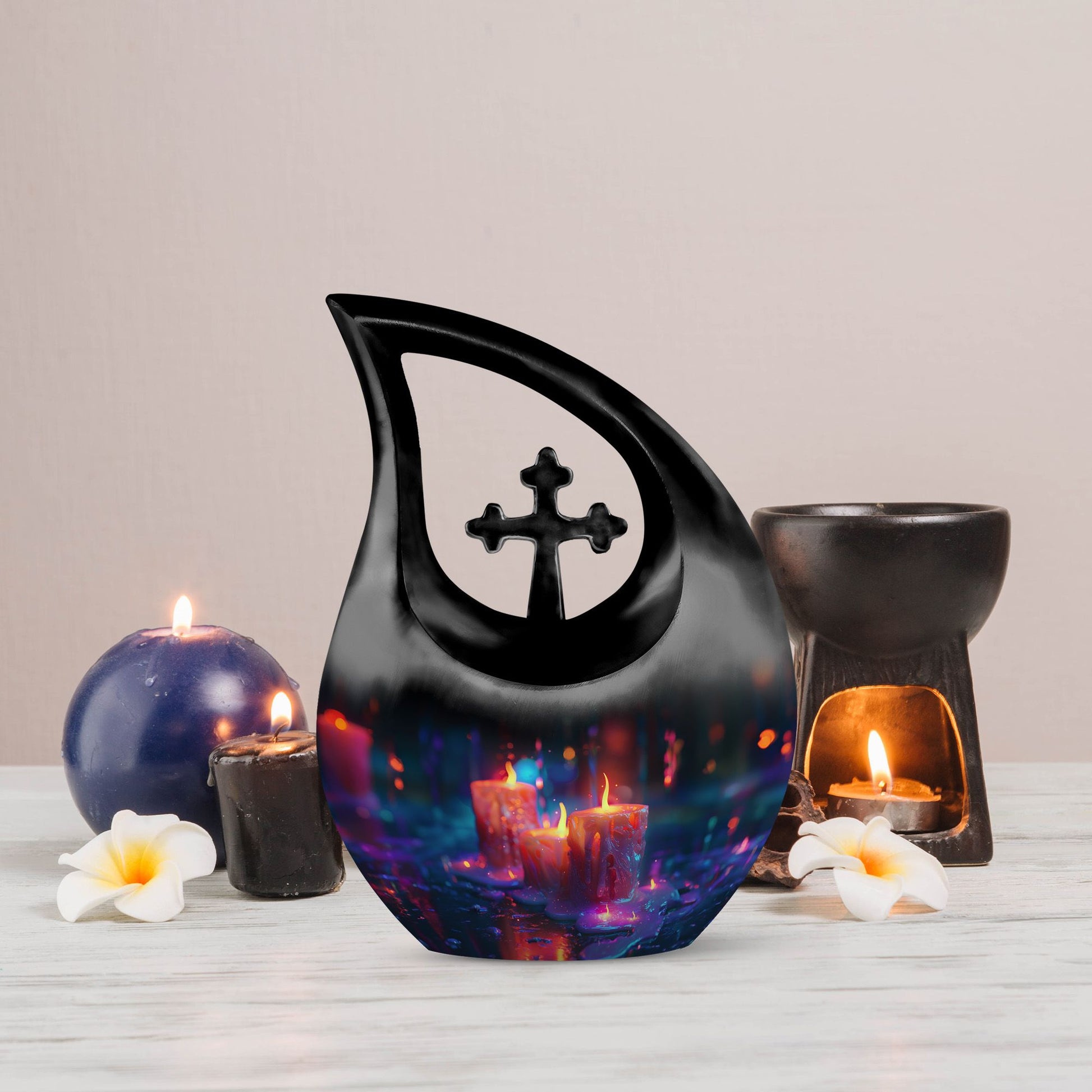 10 inch Neon Melting Cross Drop Large Urn