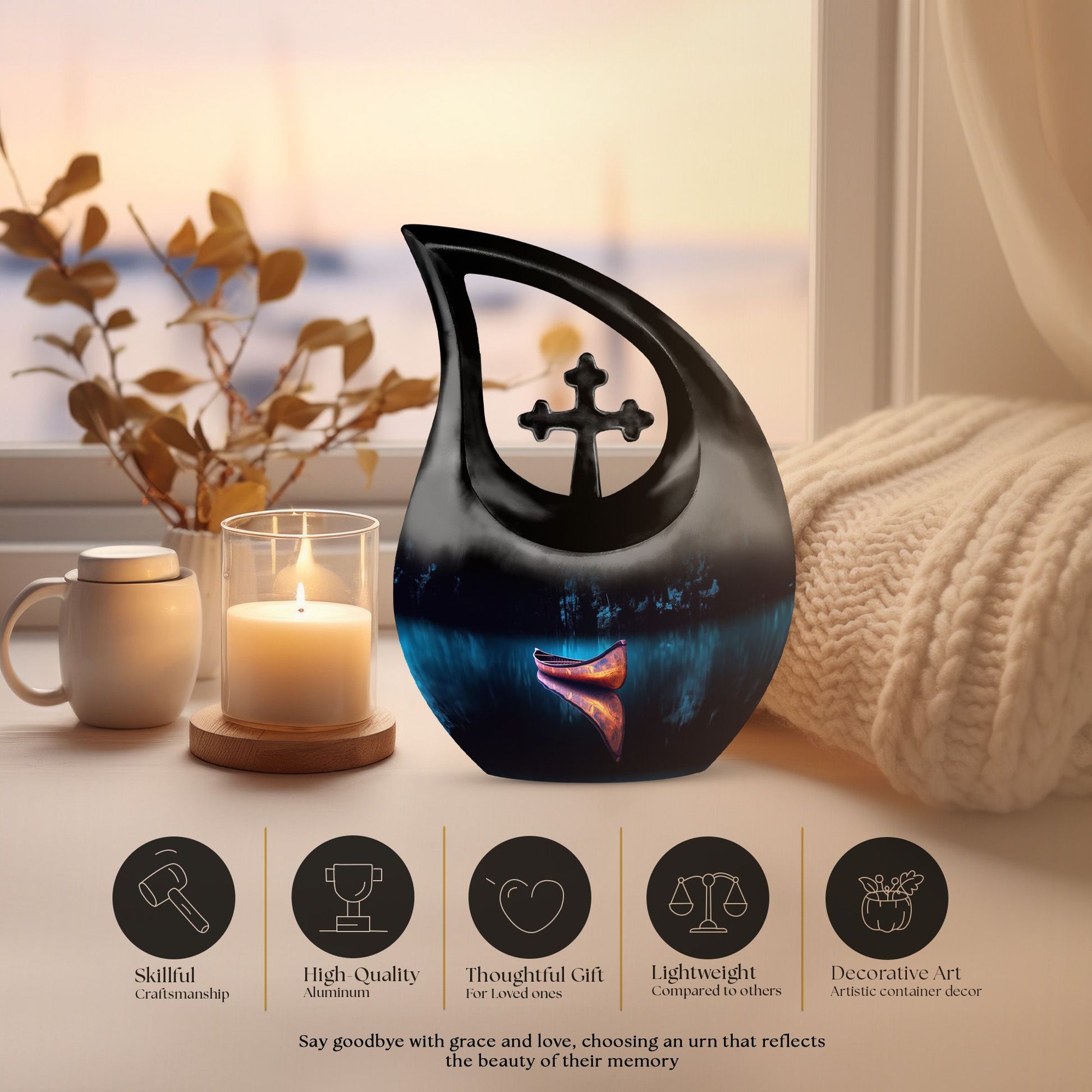 Large Mystic Glow Canoe Urn
