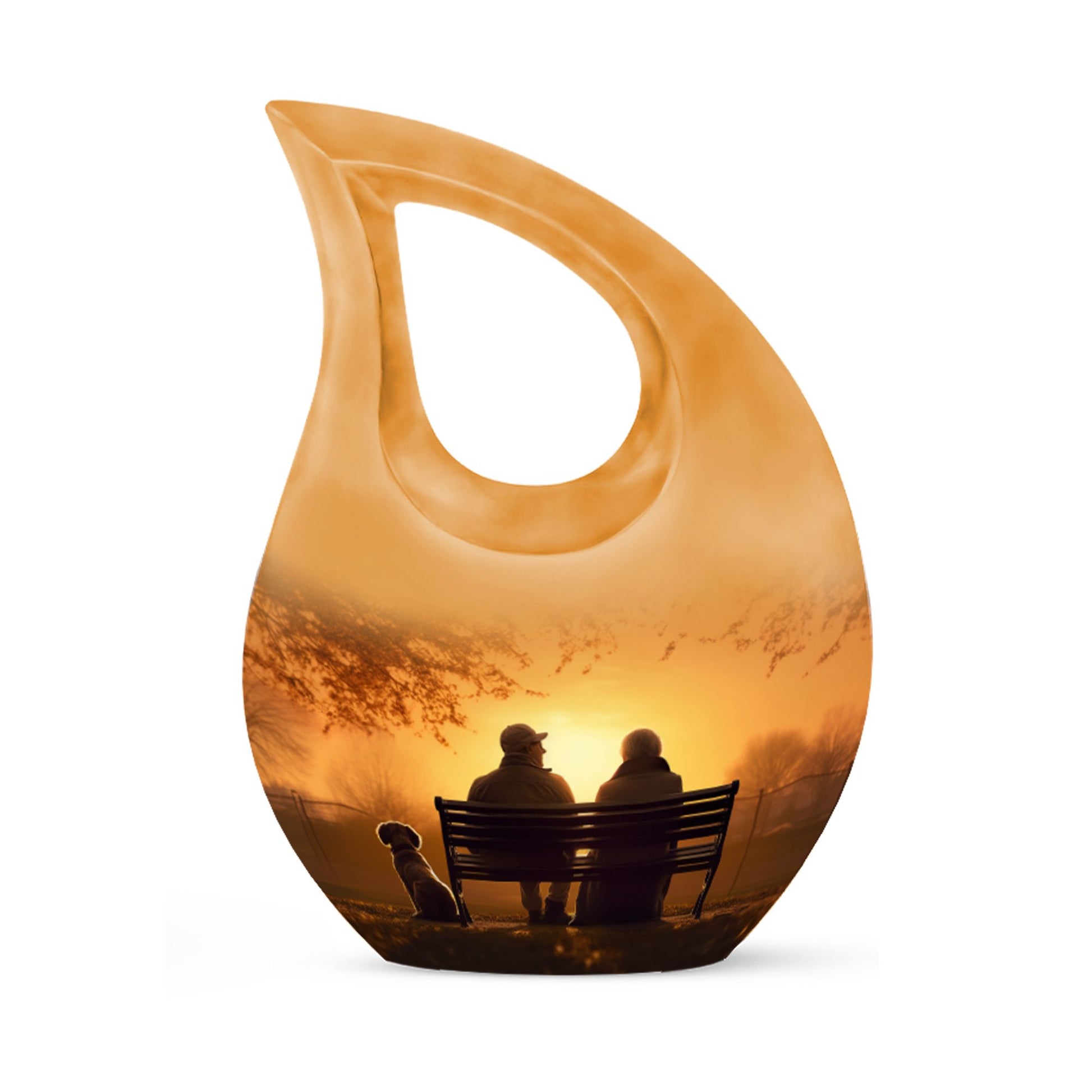 Old Couple On A Bench - Couple Urn For Memorial Ashes Cremation