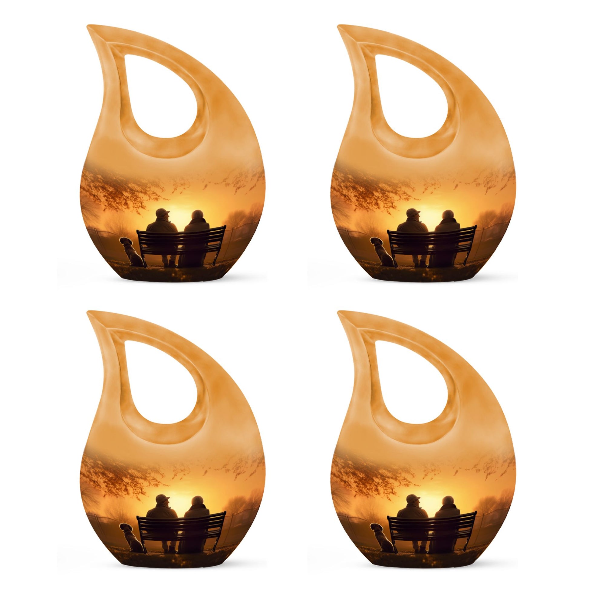 Old Couple On A Bench - Couple Urn For Memorial Ashes Cremation