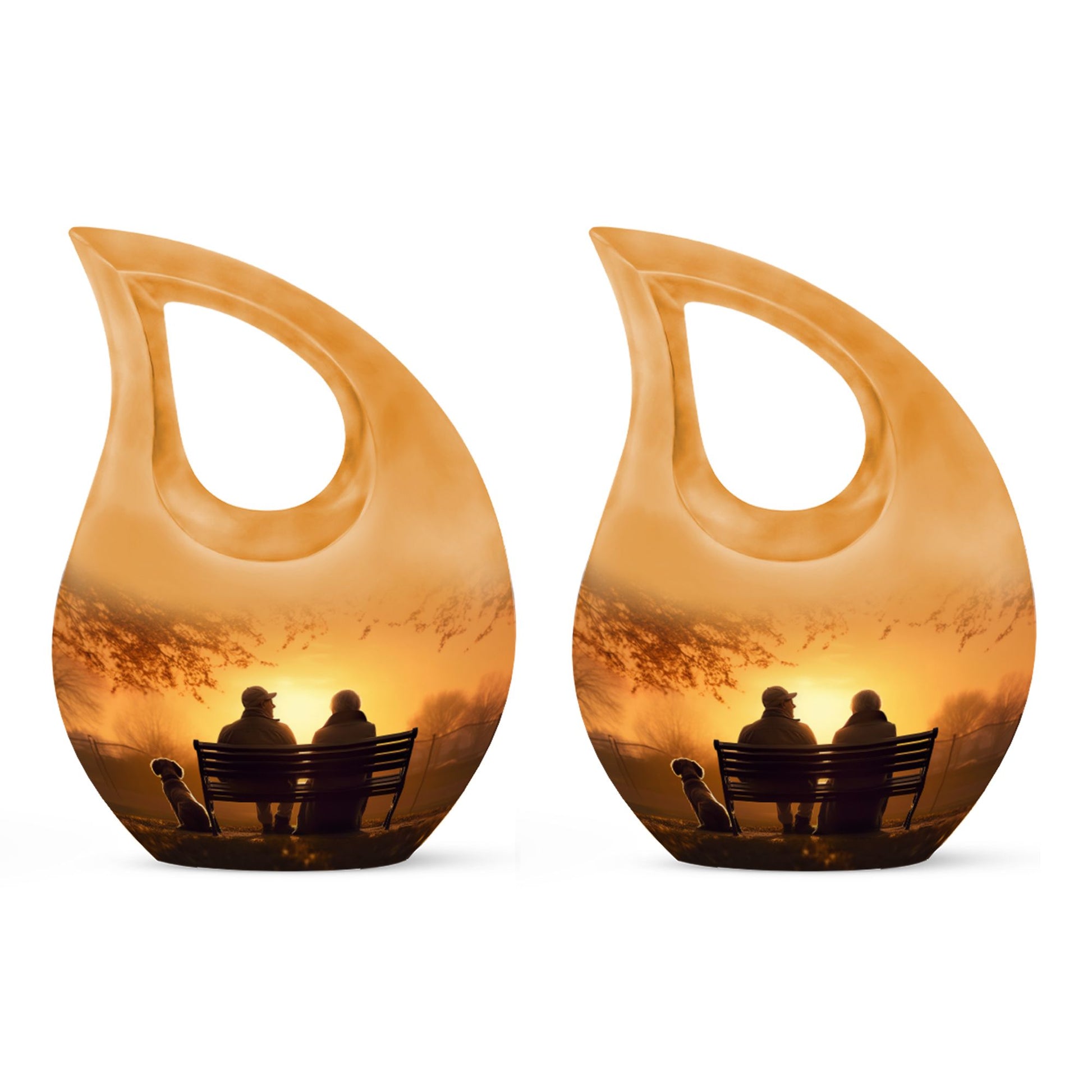 Old Couple On A Bench - Couple Urn For Memorial Ashes Cremation