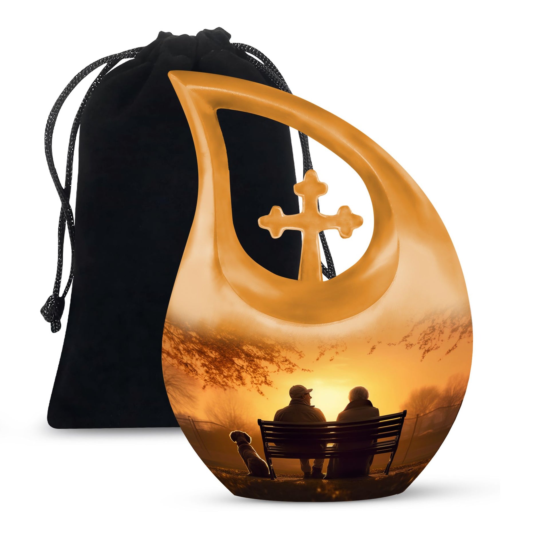 Old Couple On A Bench - Couple Urn For Memorial Ashes Cremation