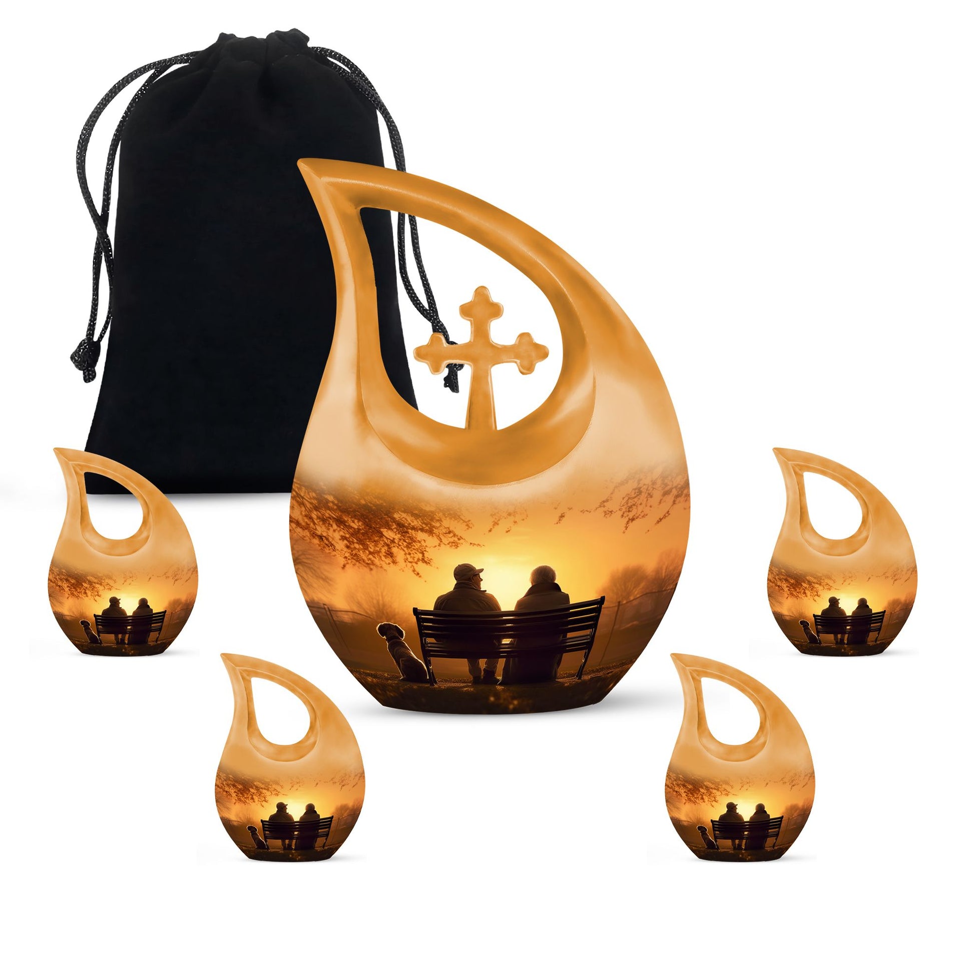 Old Couple On A Bench - Couple Urn For Memorial Ashes Cremation