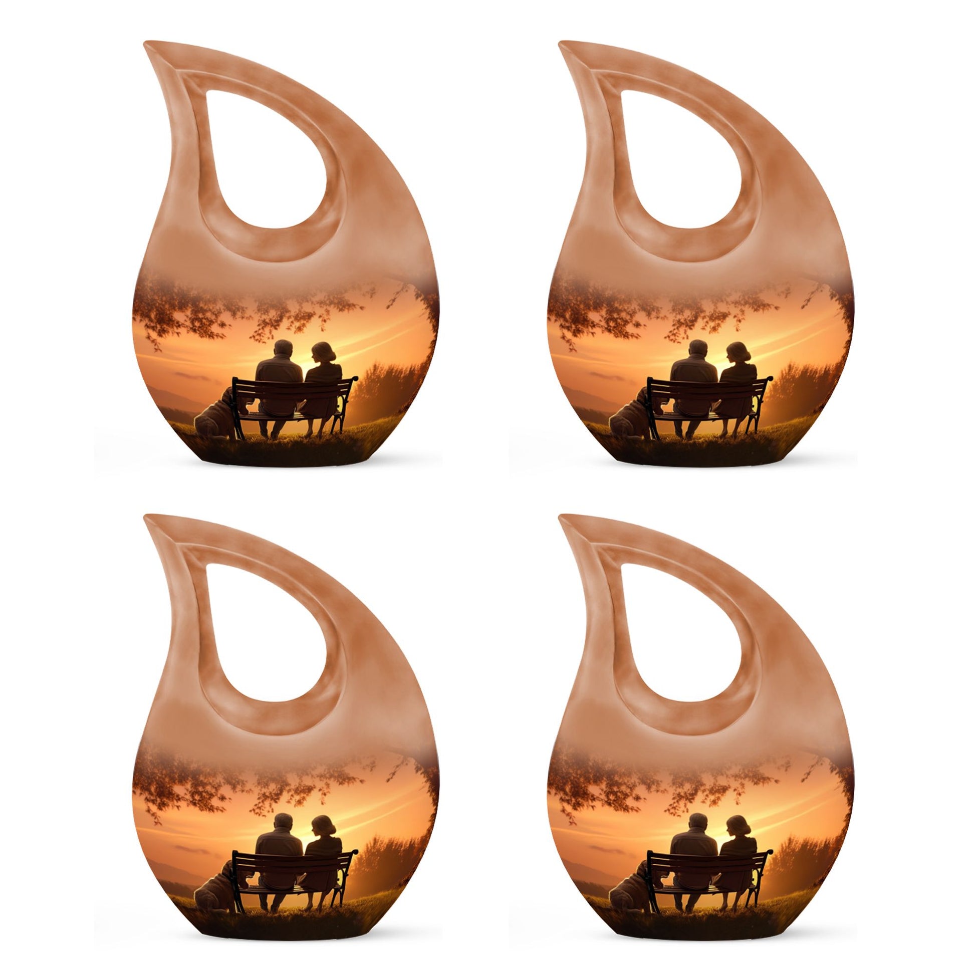 Old Couple Sitting On A Bench - Elderly Urn Memorial For Grandparents